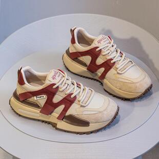 首谷真皮厚底防滑阿甘鞋女2023秋新款爆款韩版百搭舒适轻便跑步鞋