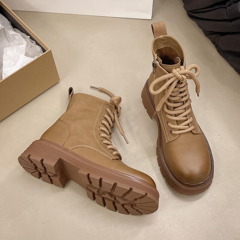 恋典厚底英伦风短靴女百搭显脚小