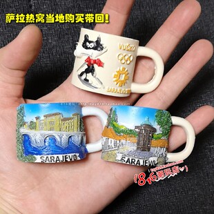 波黑当地购买带回 萨拉热窝拉丁桥马克杯造型冰箱贴