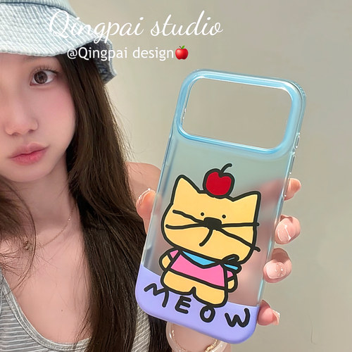 适用苹果手机壳半透拼接猫咪狗狗