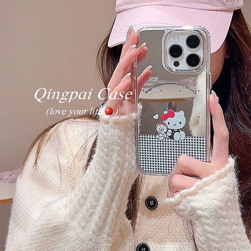 轻派镜面卡通玩偶小熊猫咪适用苹果16promax手机壳iphone13新款15pro女款14网红日韩12补妆镜子11全包硬壳,3C数码配件,手机保护套/壳,淘宝优惠券,粉丝福利购,淘宝优惠卷