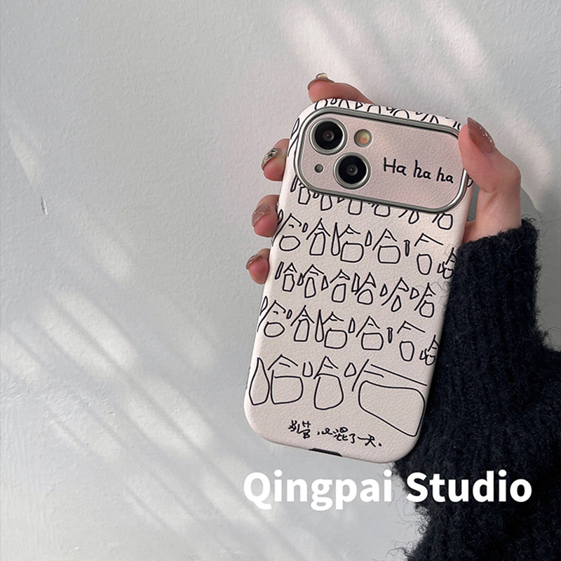 轻派皮质个性文字哈哈适用iPhone15promax手机壳苹果16新款13女款12简约ins小众14pro大视窗13Promax全包软壳,3C数码配件,手机保护套/壳,淘宝优惠券,粉丝福利购,淘宝优惠卷