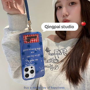 15女款 14日韩卡通创意13双层壳全包硬壳 牛仔蓝腊肠狗挂绳适用苹果17promax手机壳iphone16pro新款 轻派ins个性