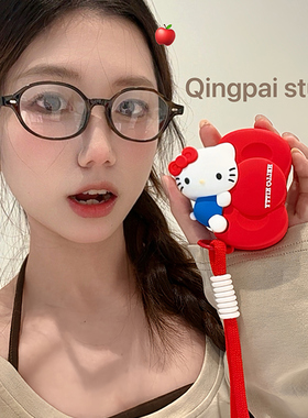 轻派硅胶红色蝴蝶结猫咪挂绳适用airpodspro3/2耳机保护套airpods4新款苹果三代保护套耳机壳无线蓝牙保护壳