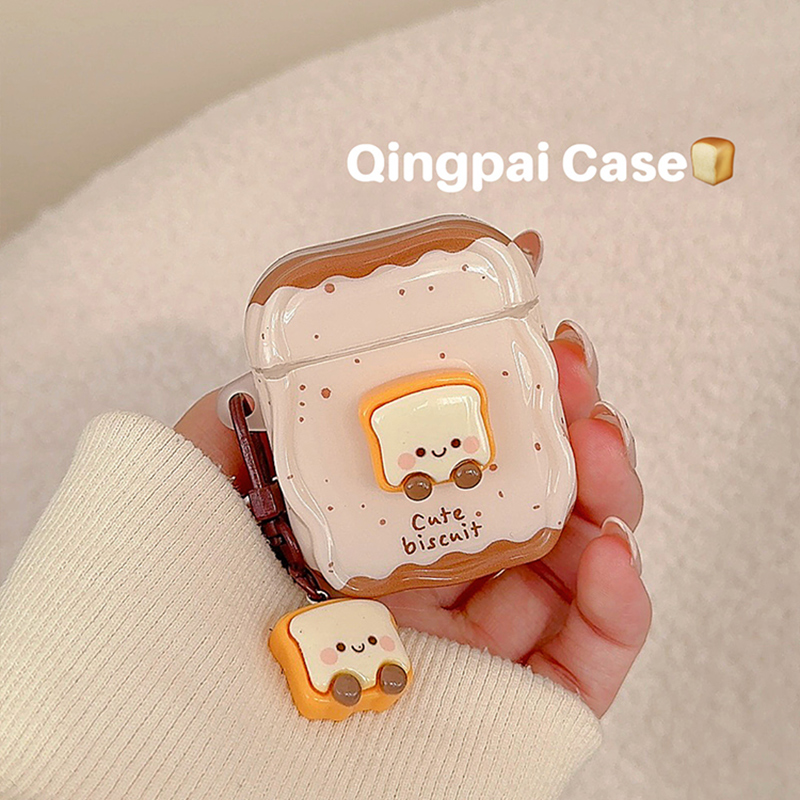 适用苹果耳机壳创意卡通立体吐司