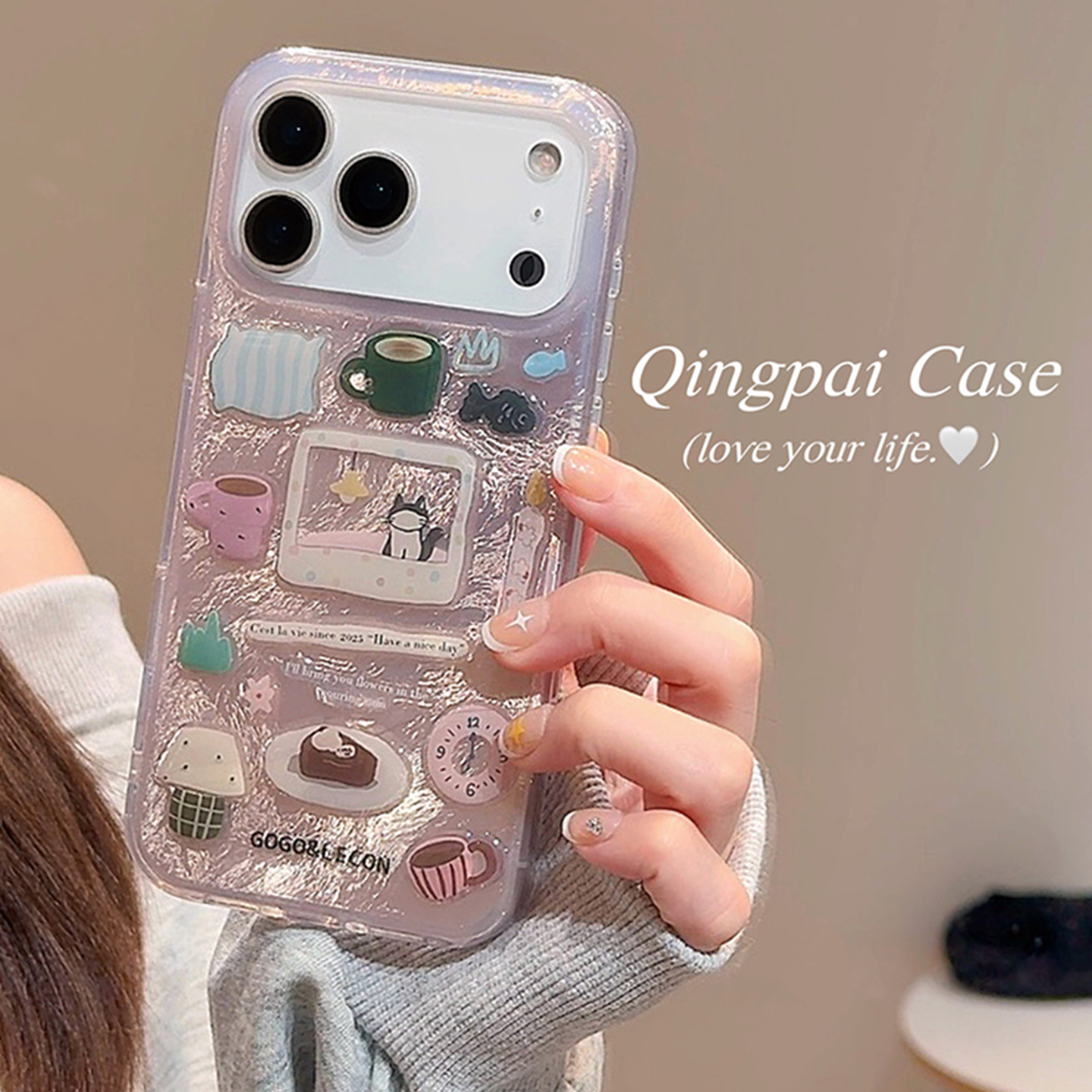 适用苹果手机壳简约diy泡泡贴纸