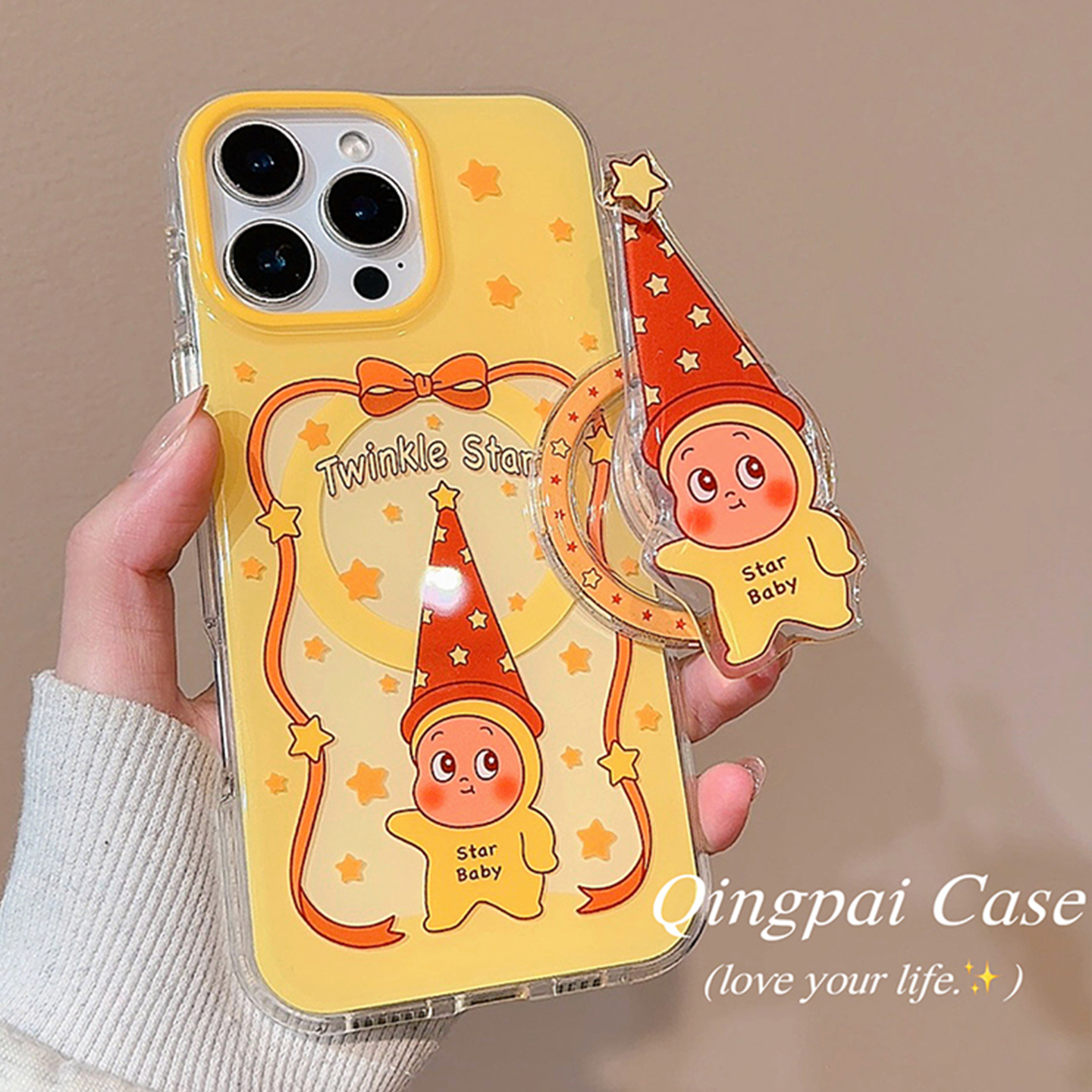 适用苹果手机壳星星人磁吸支架