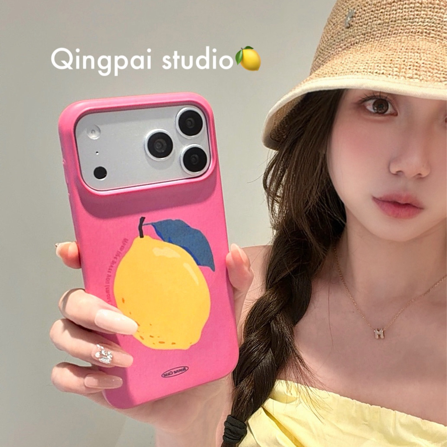 轻派ins韩风彩色水果黄柠檬涂鸦适用苹果17promax手机壳iphone16pro新款15女款14创意可爱插画13半包菲林硬壳