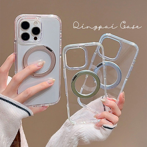 简约透明支点磁吸支架手机壳