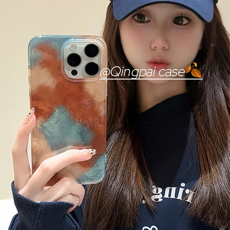 适用苹果手机壳小众简约晕染渐变