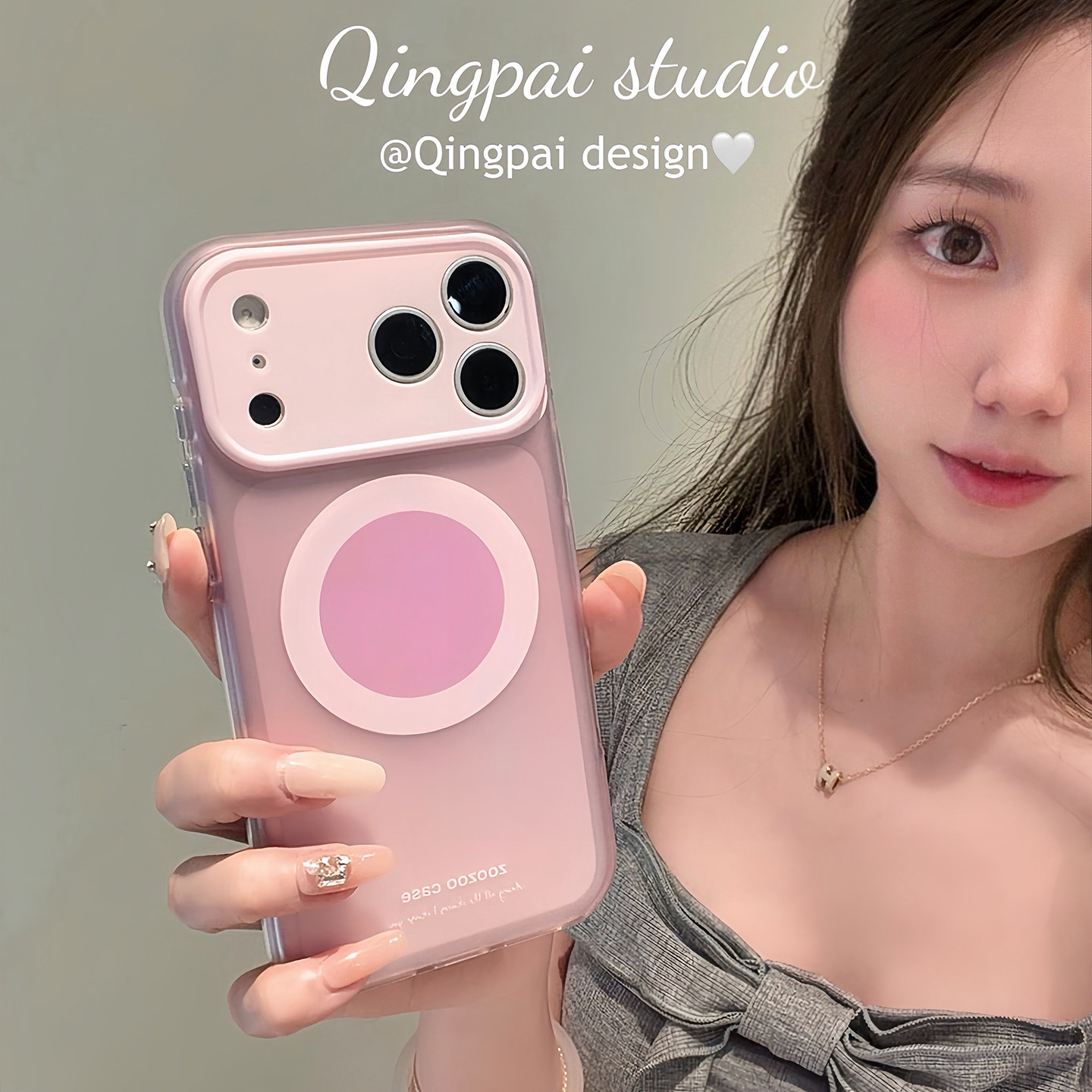 轻派小清新ins雾面晕染撞色拼接磁吸适用苹果17promax手机壳iphone16pro新款15pro情侣女款创意高级全包硬壳