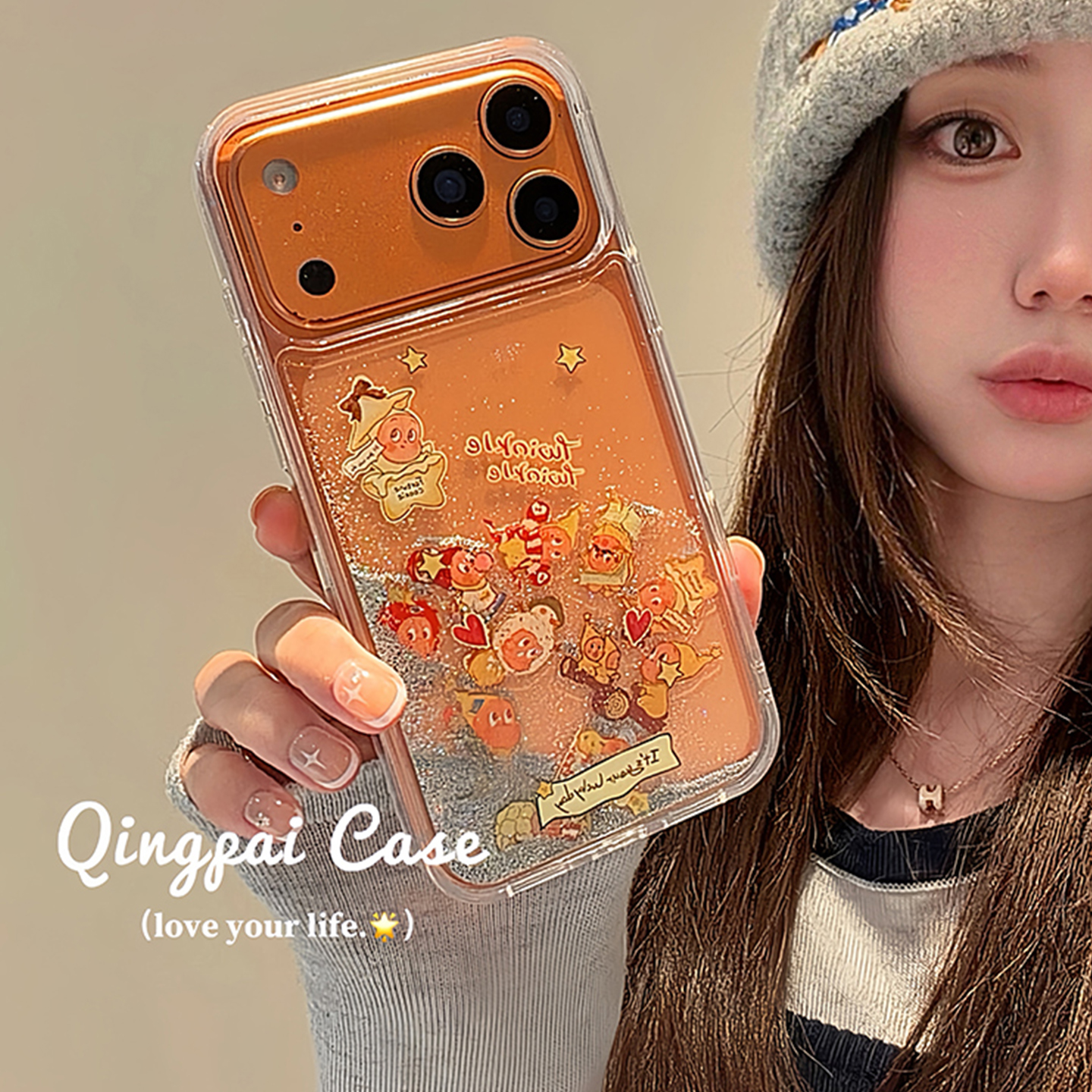 适用苹果手机壳ins流沙星星人