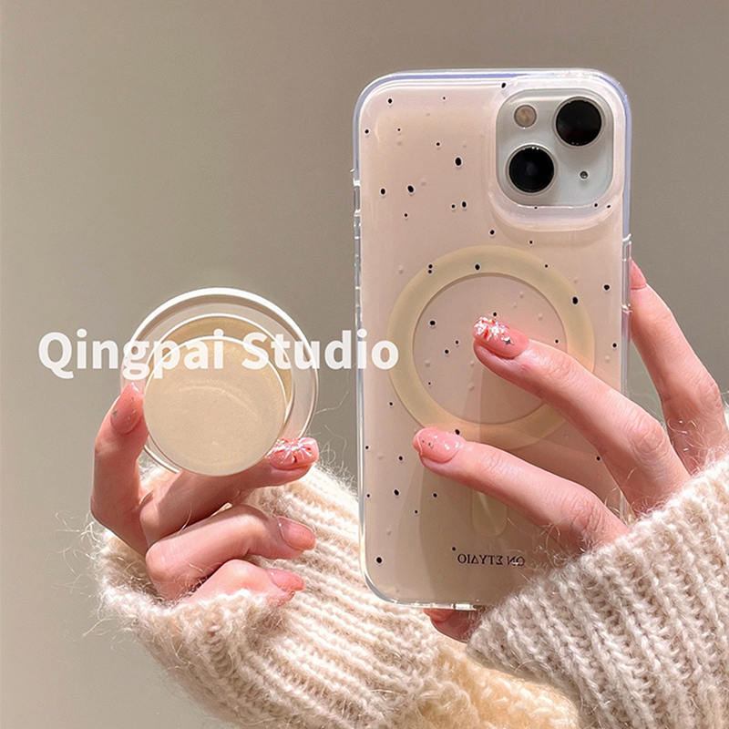 适用苹果手机壳纯色泼墨磁吸支架