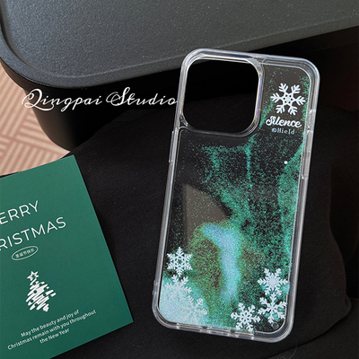 适用苹果手机壳ins透明镭射闪粉