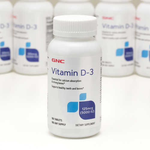 现货美国GNC原装VD3维生素D3 5000IU 180片成人补钙骨骼牙齿免疫