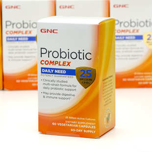 美国GNC活性益生菌250亿60粒素食胶囊低聚果糖PROBIOTIC肠道健康