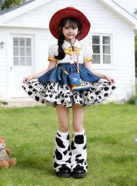 女童翠丝裙子迪士尼洛丽塔公主裙 玩具总动员牛仔很忙胡迪cos服装