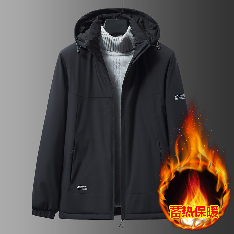 加绒加厚保暖宽松外套男士加肥加大休闲青年棉衣胖子肥佬薄款棉服