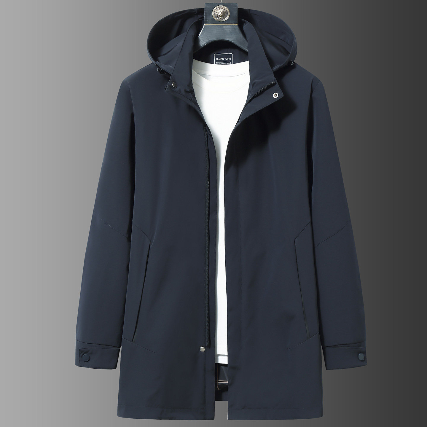 加肥加大休闲男中长风衣外套春秋