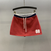 裙女2026春夏新款 清仓断码 休闲运动短裤 数字印花开叉a字半身裙