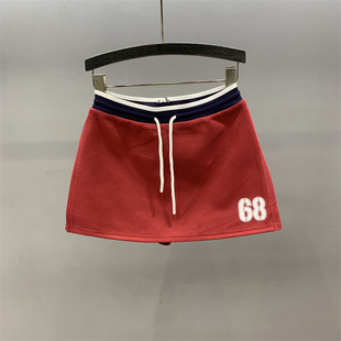数字印花开叉a字半身裙 裙女2026春夏新款 清仓断码 休闲运动短裤