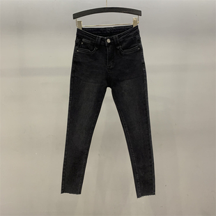 高腰百搭弹力显瘦九分小脚铅笔裤 新款 子 女2026秋季 黑色紧身牛仔裤