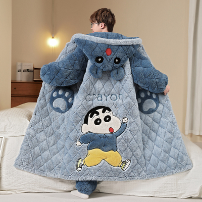 珊瑚绒男士睡袍秋冬季2025新款