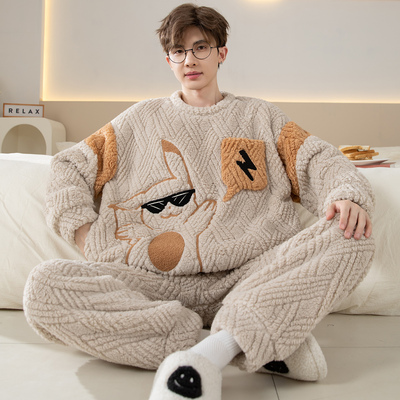 睡衣男款2025新款冬季珊瑚绒加厚