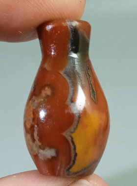 正宗宣化战国红玛瑙 100%天然 花瓶 有通孔