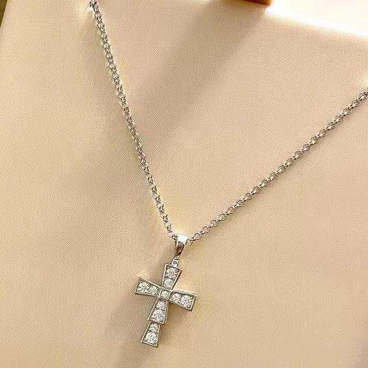 十字架项链镀金镶钻欧美2024新款轻奢情人节生日礼物送女友小众