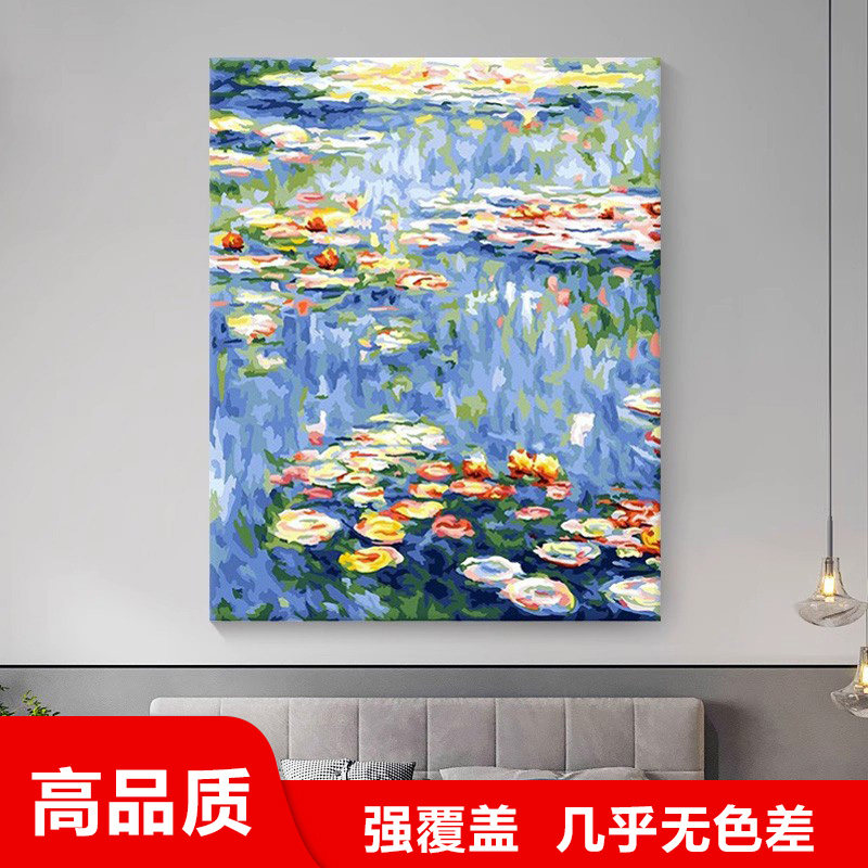 跨境JIT一件代发数字油画diy手工涂色手绘画套装填充解闷莫奈睡莲
