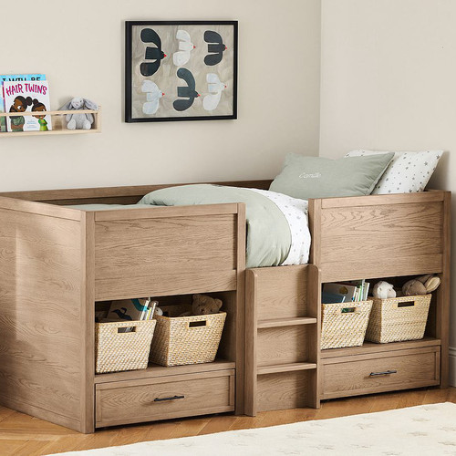 PB实木儿童半高床带抽屉爬梯床