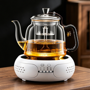 耐高温蒸煮一体1.3L玻璃煮茶器