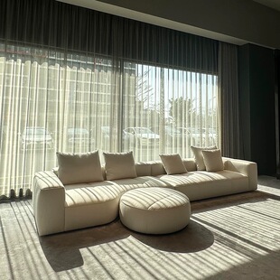 法式奶油风直排小户型沙发宅寂风棉麻布艺创意三人位高端伊夫沙发