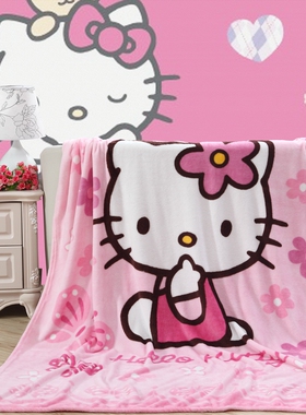 儿童卡通珊瑚绒毯子毛毯被子可爱卡通HelloKitty猫空调毯法莱绒被