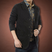 休闲西服男士 宽松小西装 纯棉西装 中年纯色大码 男 外套时尚 春秋季