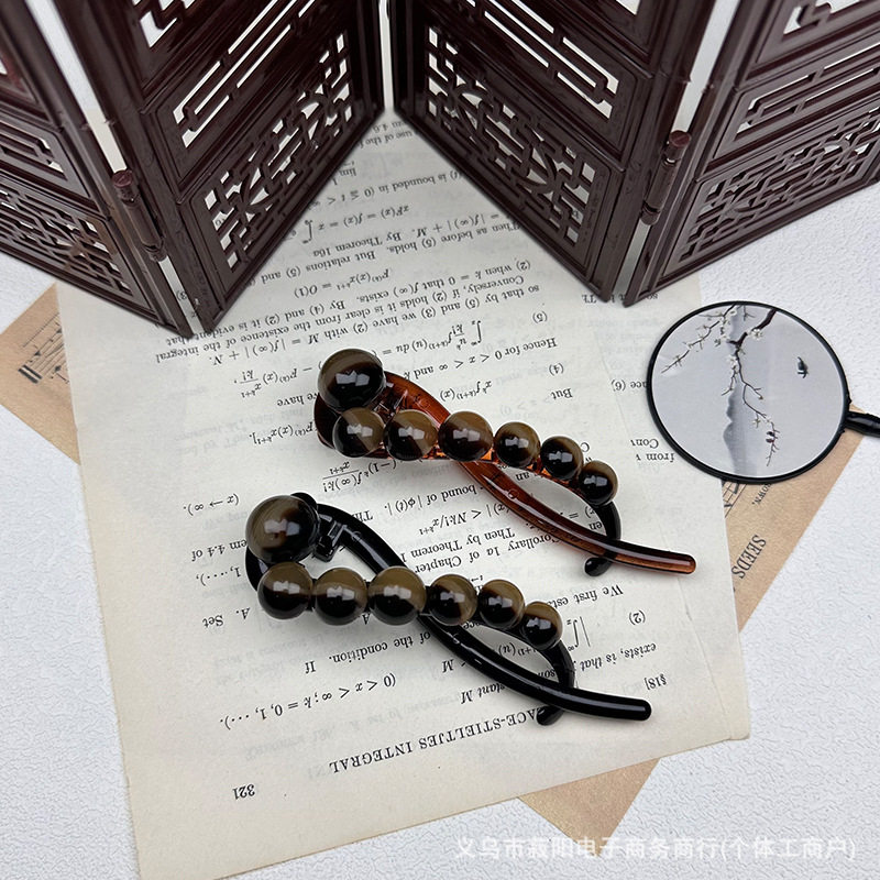 高级渐变圆珠一字发夹女2024新款后脑勺优雅扭扭抓夹气质头饰懒人,饰品/流行首饰/时尚饰品新,民族风发饰,淘宝优惠券,粉丝福利购,淘宝优惠卷