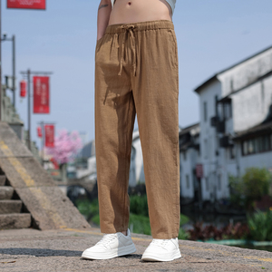 K44P75风夏季小脚九分裤直筒休闲裤棉麻宽松大码亚麻裤透气图片