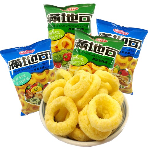 怀旧零食满地可蔬菜鸡味圈鱿鱼圈