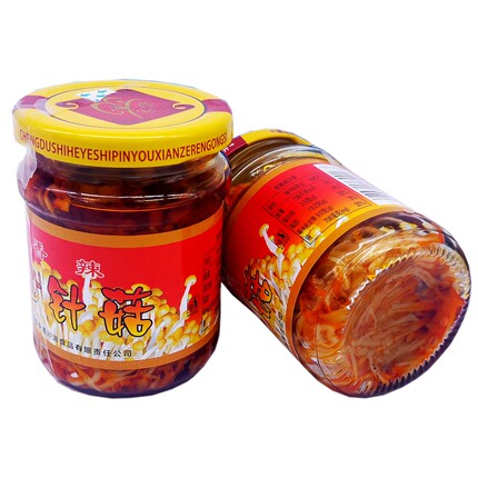禾野瓶装香辣红油金针菇155g*4瓶下饭菜麻辣零食即食开味罐装咸菜