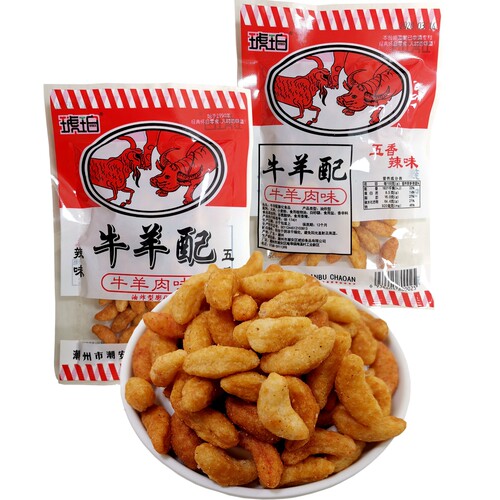 80后怀旧零食牛羊肉味配五香辣味22g小袋90g大袋装休闲膨化食品 - 封面