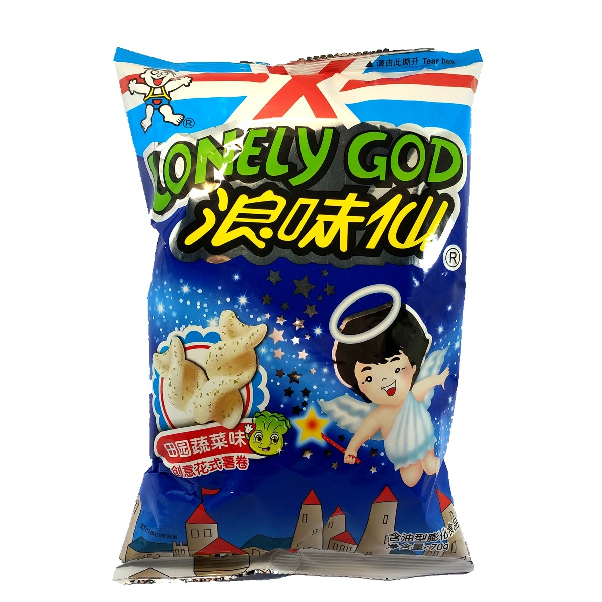 80后怀旧零食旺旺浪味仙蔬菜味花式薯卷70克大包办公休闲膨化食品