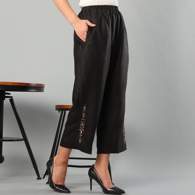 香云纱莨绸休闲风八分裤妈妈装