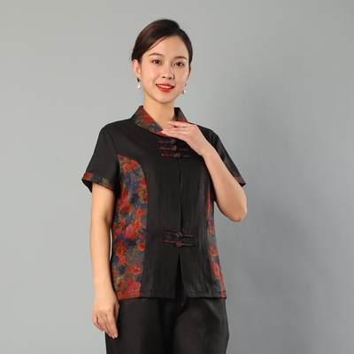 中老年人香云纱真丝衬衫大码减龄