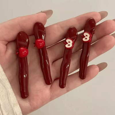 可爱小苹果红色发夹女韩版高颜值一字鸭嘴夹刘海碎发卡百搭气质女