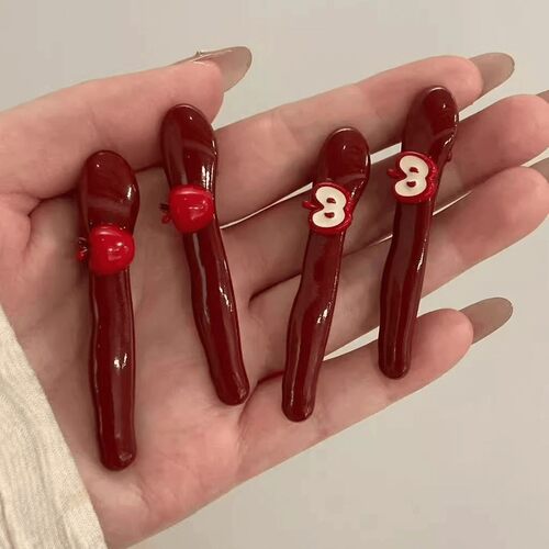 可爱小苹果红色发夹女韩版高颜值一字鸭嘴夹刘海碎发卡百搭气质女