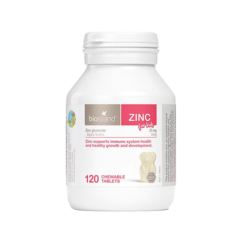 bioisland儿童补锌片婴幼儿宝宝小熊锌咀嚼片免疫力抵抗力120粒