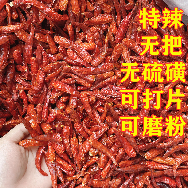 越南超辣小米椒辣椒王500g无把干辣椒艳红印度新一代特辣可打片粉