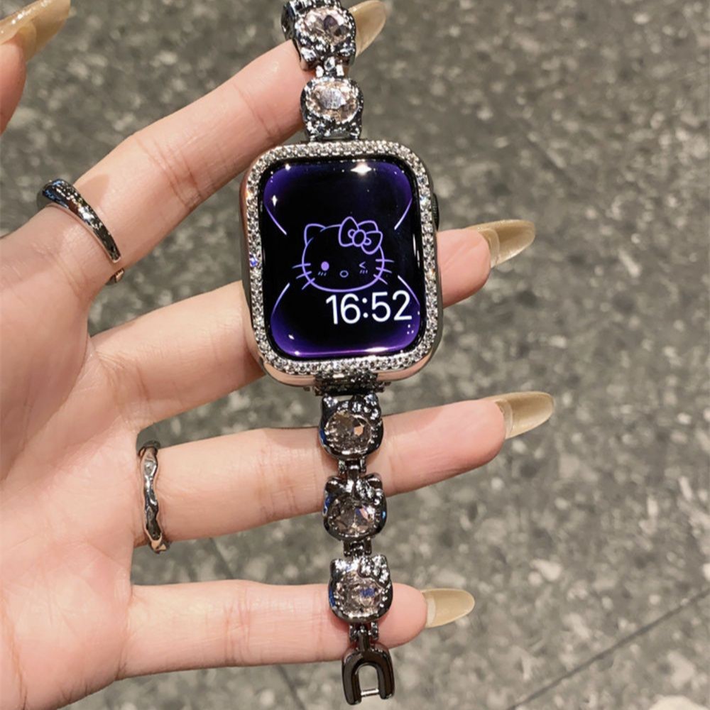 适用Apple苹果iwatchS10Ultra9代876543手表带金属镶钻KT猫链条
