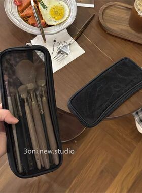 小众款!黑色网纱透明透明化妆刷收纳袋!质感通勤旅行便携化妆包